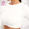 Sports Long Sleeve Hollow Out Custom Metal Letter Logo Women Shirts Supplier