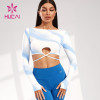 ODM Custom Crop Top Anti UV Fabric Printed Women Yoga Long Sleeve Manufacturer