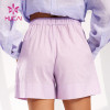 Custom Sports Resort Style Casual Linen Shorts Women Gymwear Supplier