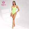 Custom Cross-shoulder Halter Swimsuit Bright Green Swimmwear Factory Supplier