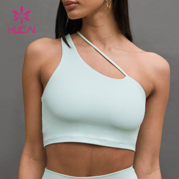 Custom One Shoulder Design Bra Special Straps Women Sports Bra Yogawear Manufacturer