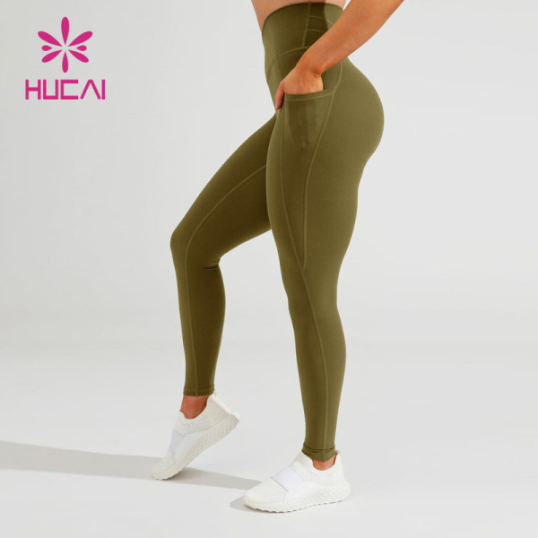 HUCAI Customized Logo High Waist Multi Colors Women Leggings Custom Fitness Clothing