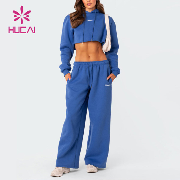 HUCAI Custom Logo Crop Top Sexy Women Hoodie Activewear Manufacturer