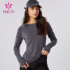 HUCAI ODM Running T Shirts Recycled Fiber Fabric Long Sleeve Gym Clothes Supplier