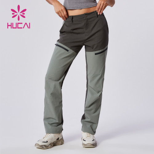 HUCAI Custom Sports Joggers Quick-drying Teal Zipper Climbing Pants Factory