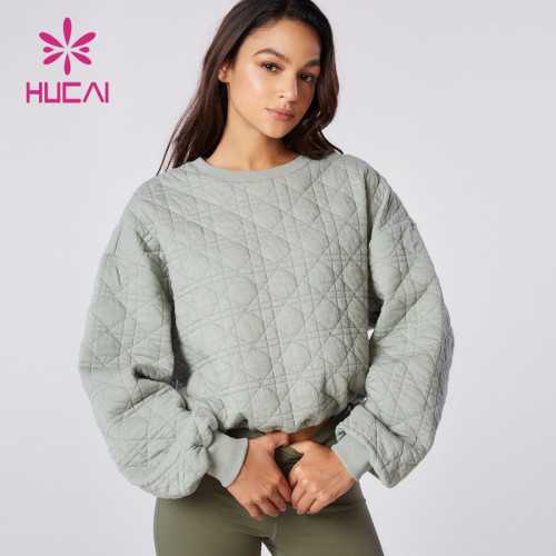 HUCAI ODM Custom Pullover Sweatshirts Chequered Medium Length Clothes Supplier