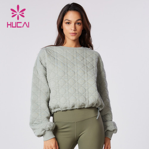 HUCAI ODM Custom Pullover Sweatshirts Chequered Medium Length Clothes Supplier