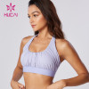 HUCAI ODM Hanging Neck Yoga Bra Pleated Detail Sports Clothes Factory