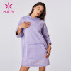 HUCAI ODM Custom One-piece Dress Washed Long Sleeve Skirts Lounge Wear Supplier