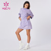 HUCAI ODM Custom One-piece Dress Washed Long Sleeve Skirts Lounge Wear Supplier