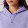 HUCAI ODM Custom Washed Short Hoodies Fleece Fabric Sports Crop Top Supplier