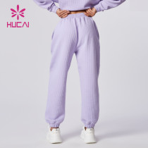 HUCAI OEM ODM Sports Joggers Lavender Color Women Washed Sweatpants Supplier