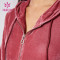 HUCAI OEM Velvet Fabric Jacket Short Version Sports Full Zipper Crop Top Factory