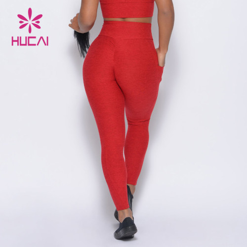 HUCAI Manufacturers High Waisted Drawstring Leggings With Pockets Pants Supplier