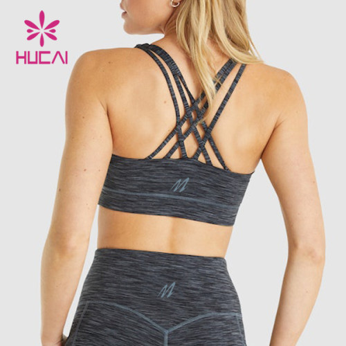 HUCAI OEM ODM Private Label Sports Bras  Cross Strappy Design Top Spotswear China