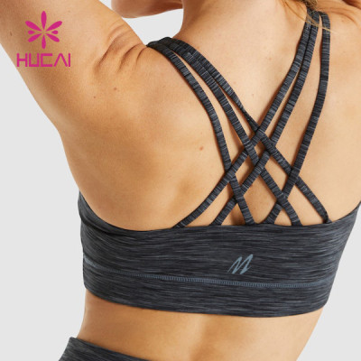 HUCAI OEM ODM Private Label Sports Bras  Cross Strappy Design Top Spotswear China