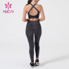 HUCAI Custom Logo Outfits Yoga Set Lettered Ribbon Women Workout Clothes Supplier