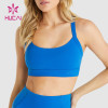 HUCAI Private Label Yoga Bra Cross Back High Strength Blue China Clothes Factory