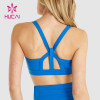 HUCAI Private Label Yoga Bra Cross Back High Strength Blue China Clothes Factory