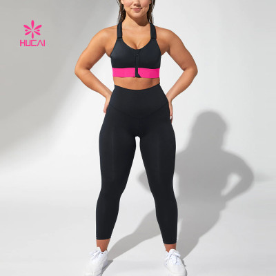 HUCAI OEM ODM Sports Bras Cross Strappy Zip Adjustable Design Spotswear