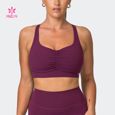 HUCAI Custom Front Scrunch Sport Bras Adjustable Straps with Clasp Gymwear Manufacturer