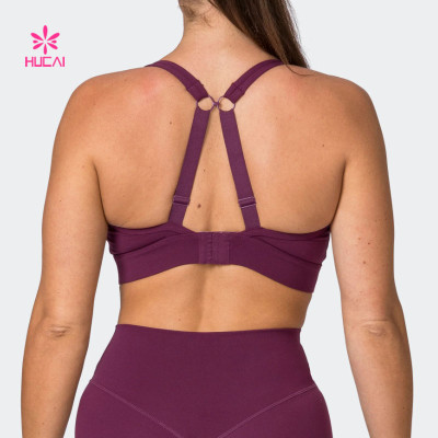 HUCAI Custom Front Scrunch Sport Bras Adjustable Straps with Clasp Gymwear Manufacturer