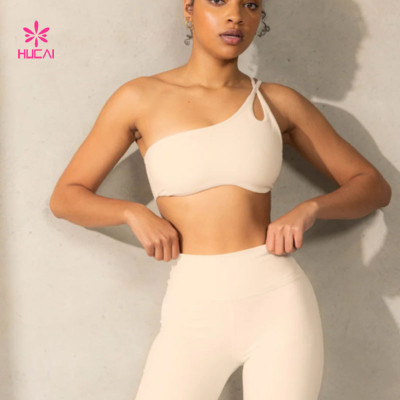 HUCAI OEM One Shoulder Women Sports Bra High Quality Crossover Straps Manufacturer