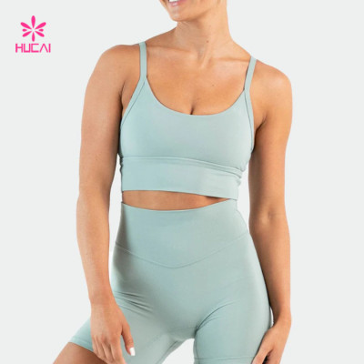 HUCAI ODM Custom Logo High Quality Soft Sports Bra Women Manufacturer Sportwear