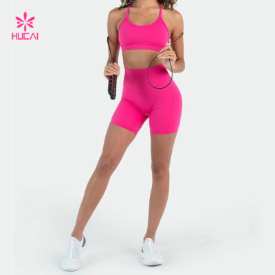 HUCAI ODM Custom Logo Clean Lines Soft Sports Bra Women Manufacturer Sportwear