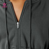 HUCAI OEM Women's Brushed Hoodie Fleece Full-Zip Crop Jacket China Sportswear Supplier