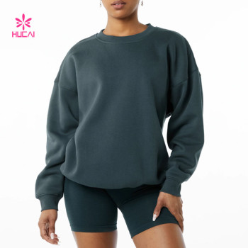 HUCAI OEM Brushed Fleece Crewneck Sweater Outdoor Activities for Women Manufacturer