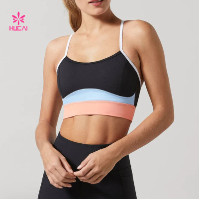 HUCAI OEM Colorful Sports Bra Scoop-neck Yoga Bra for Women China Manufacturer