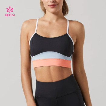 HUCAI OEM Colorful Sports Bra Scoop-neck Yoga Bra for Women China Manufacturer