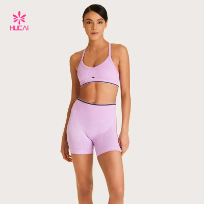 HUCAI OEM Keyhole at Center Front Sports Bra Fashion Workout Bra for Women Factory