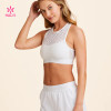 HUCAI New Style Breathable Sports Bra White Mesh Fabric for Women 2024 China Supplier