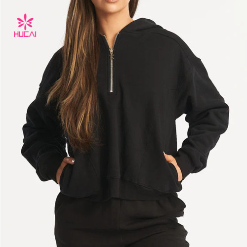HUCAI Custom 1/4 Zip Pullover Super Soft Fabric Comfy for Women China Supplier