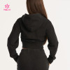 HUCAI Custom Cropped zip-up Hoodie Super Warm Soft Fabric Women China Factory