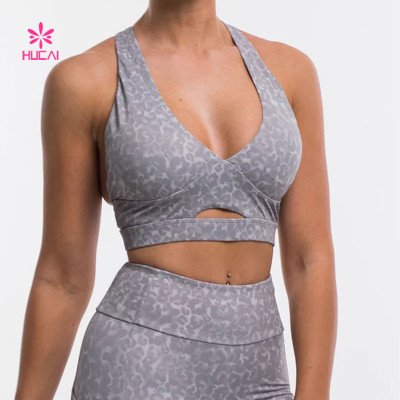 HUCAI Great Quality Leopard Sports Bra Leisure and Sexy Fitness China Manufacturer