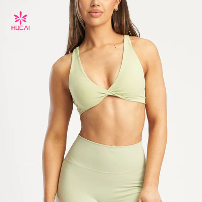 HUCAI Great Quality Crop Top Design Sports Bra Solid Sexy Fitness China Manufacturer