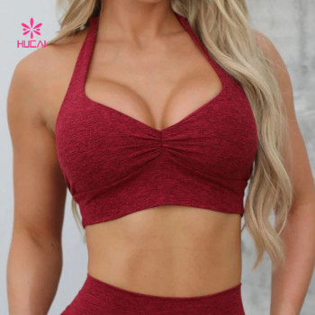 HUCAI Custom Backless Sport Bras Scrunch Deep V Front for Women 2024 China Supplier