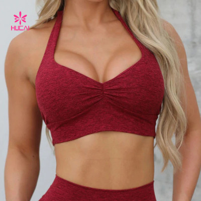 HUCAI Custom Backless Sport Bras Scrunch Deep V Front for Women 2024 China Supplier