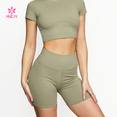 HUCAI Custom Gym Wear Running Shorts Solid Colors Womens China Factory Manufacturer