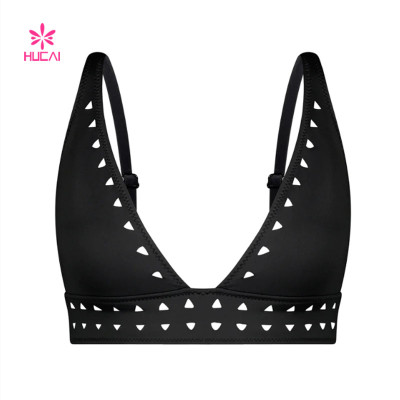 HUCAI New Design Wide Straps Sport Bras Triangle Cutout for Women 2024 China Factory