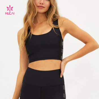 HUCAI Popular Stretchy Body-hugging Crop Top Built-in Shelf Bra China Manufacturer