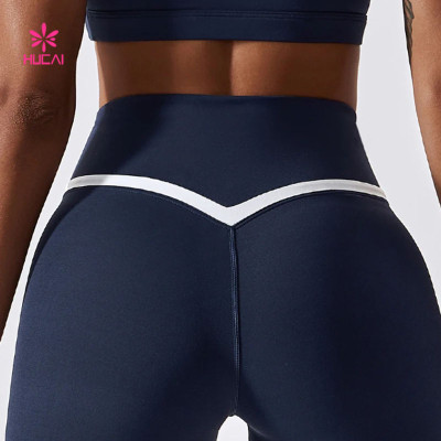 HUCAI Custom Contrast Trim V-Waist Gym Leggings Sportswear Manufacturing Company
