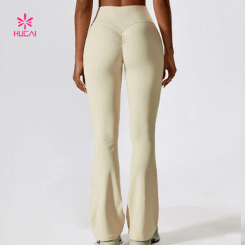 HUCAI Custom High-Rise Flared Scrunch Leggings Gymwear 2024 Manufacturing Supplier