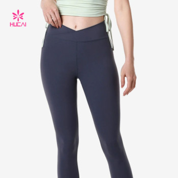 HUCAI Custom High Rise Crossover Leggings for Momen 2024 Manufacturing Supplier
