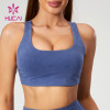 HUCAI Chic Imitation Denim Washed Sport Bras Back Overlapping Straps China Supplier
