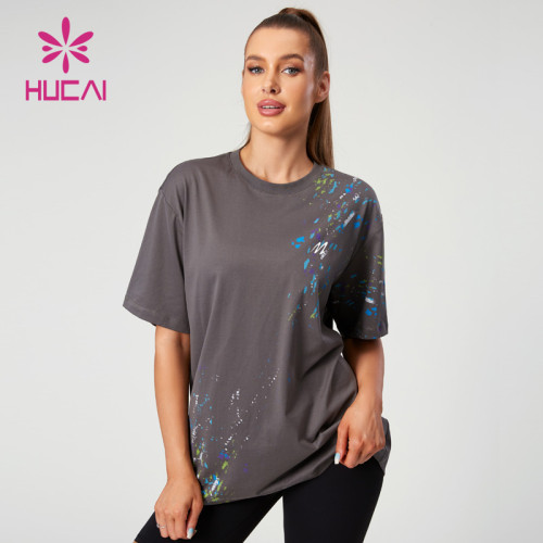 HUCAI Custom OVERSIZE T Shirts Classic Digital Printing Gym Short Sleeve Supplier