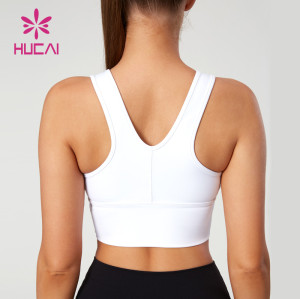 HUCAI Fashionable Front Pleated Yoga Bars With Wide Shoulder Straps Activewear Manufacturer